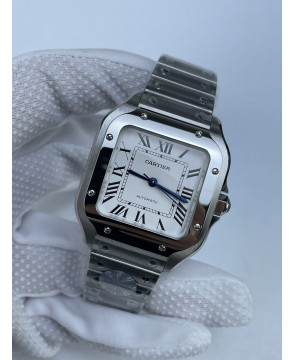 (준비완료/특급배송)NO.2644/BV공장 까르띠에 산토스 2018 미디움 스틸 화이트다이얼 스마트링크 브슬 35MM